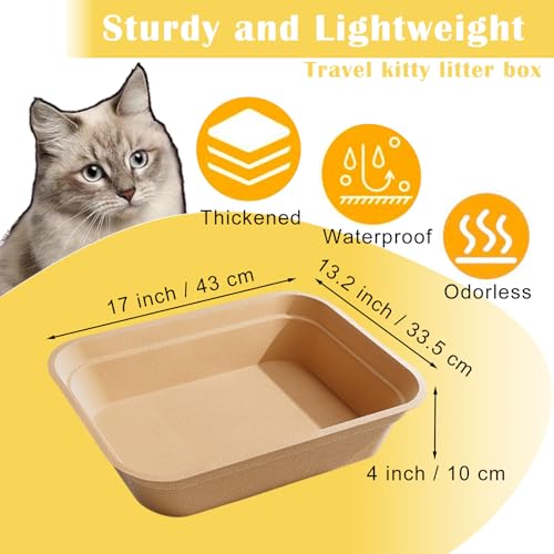 Nexboraque 8 Pack Disposable Cat Litter Box, 17 x 13.2 x 4 Inch Large Kitty Litter Box Pans Paper Cat Litter Tray for Hamster, Guinea Pig, Rabbit, Portable