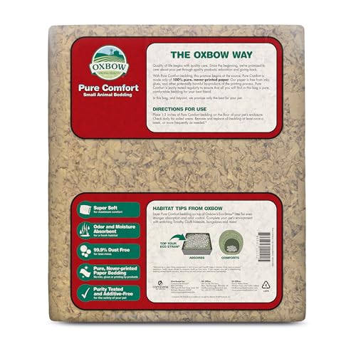 Oxbow Small Animal Bedding, Hamster, Guinea Pig, Rabbit, Natural, USA, 56 L | Pure Comfort, Hamster Bedding, Guinea Pig Bedding, Low Dust, Virgin Paper, Litter Box, Bunny, Rats, Gerbils, Chinchillas - color: Natural, size: 56 Liter
