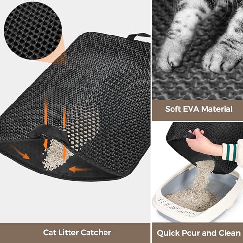 Large Cat Litter Box Enclosure, Hidden Litter Box Furniture with Litter Mat | Side Entry Design, Easy-Clean Removable Top, Quick Assembly, Raised Edge for Secure Items, Side Grip Cutouts - color: Brown, size: 30.3'' L X 18.2'' W X 20.5'' H