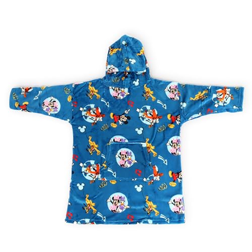 Jay Franco Wearable Throw Blanket – Kids Oversized Plush Hooded Blanket with Pocket, Ultra Soft Cozy Fleece Throw for Lounging, Travel, Blue - Mickey Mouse, 24x32 - Kid - color: Blue - Mickey Mouse, size: Kid