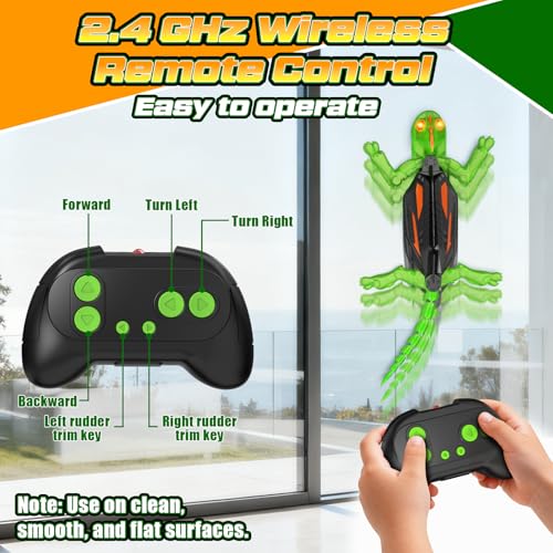 Wall Climbing Gecko, Glow-in-The-Dark Lizard Wall Crawler, Remote Control Lizard with LED Eyes, 360° Rotating Electric Reptile Robot for Floor and Wall, Christmas Birthday Gift for 3-8 Year Old Kids - color: Green