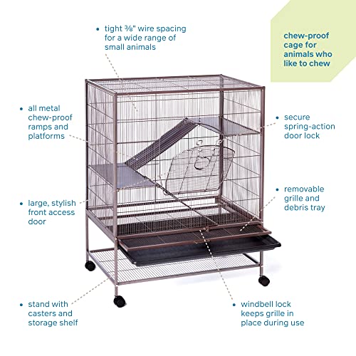 Prevue Pet Products Rolling Small Animal Cage - Ideal for Rats, Chinchillas, Ferrets, Guinea Pigs, Chew-Proof Critter House, Easy to Clean - Earthtone Dusted Rose Hammertone Finish