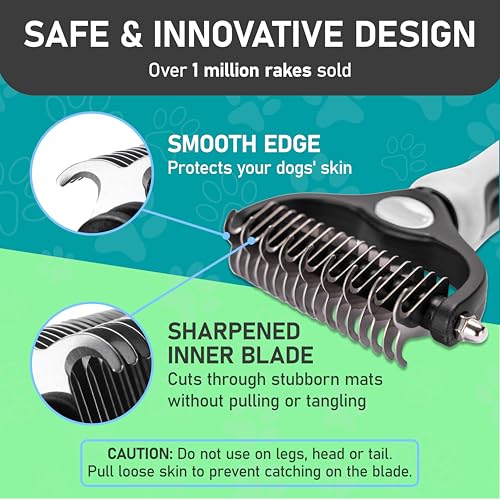 Maxpower Planet Pet Grooming Brush - Double-Sided Undercoat Rake for Dogs and Cats, Extra Wide, Reduces Shedding by 95%, White | White, Dual-Sided, Dematting, Deshedding, Detangling, Removes Dander, Trapped Dirt, Non-Slip Handle - color: White, size: Larg