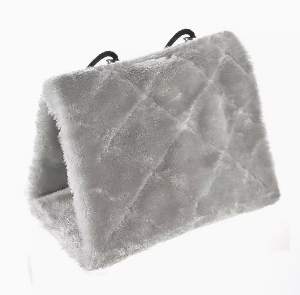 2 Pack Warm Bird Nest House Plush Hanging Snuggle Cave Bed Hanging Hammock Sleeping Bed Happy Hut for Parrot Parakeet Cockatiel Conure Cockatoo African Grey Macaw (Grey&Purple) - color: Grey and Purple