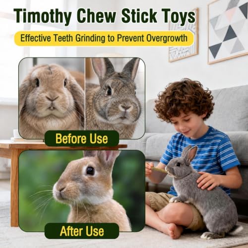 Timothy Hay Sticks for Rabbits Guinea Pigs Hamsters 200g - Natural Bunny Chew Treats,Rabbit Toys,Dental & Digestive Health for Small Animals