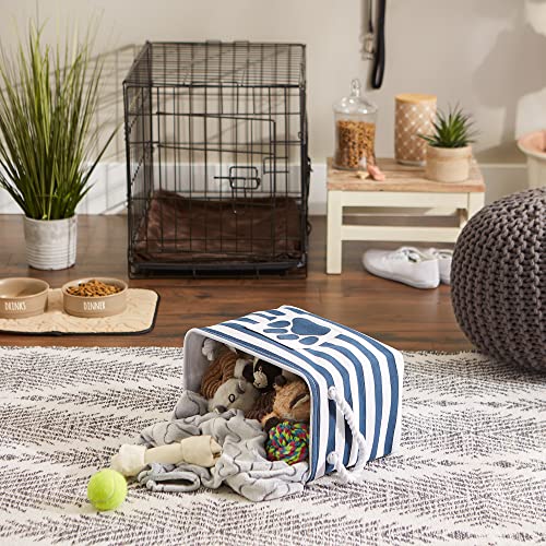 Bone Dry Pet Storage Collection Striped Paw Patch Bin, Small Rectangle, Navy - color: Navy, size: Small Rectangle