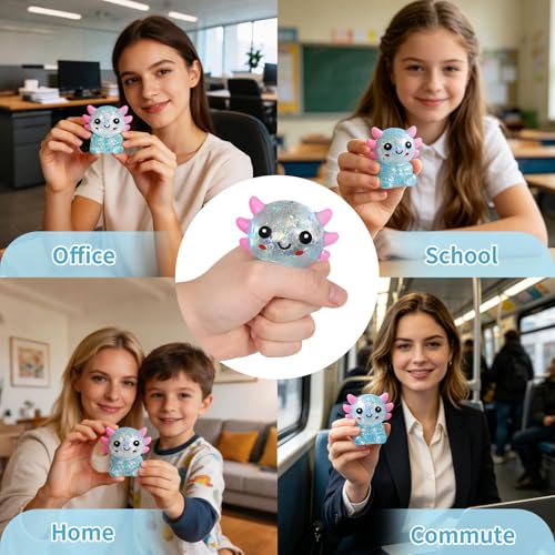 Blue Axolotl Squeeze Toy Portable Slow Rise Stress ADHD Autism | Non-toxic TPR material Slow rebound feel eases anxiety Adult office stress relief Quiet & non-disruptive. - color: Single Blue Sitting Axolotl