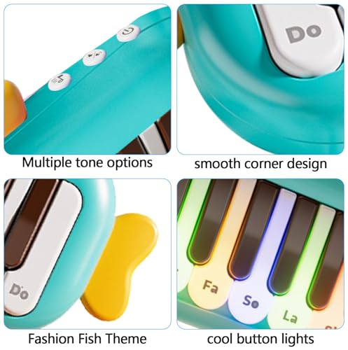 Baby Musical Piano Toys for Toddler age1-3, Busy Board with Music & Light, Birthday Toy for Infant Toddler 1-3 Years and Older Boy Girl Gifts (Green-Fish) - color: Green-fish