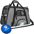 PetAmi Airline Approved Pet Carrier for Cats Small Dogs, Large Heather Gray | Soft Sided TSA Travel Bag, Sherpa Bed, Breathable Mesh Ventilation, Collapsible Bowl, Fits Under Seat, Up to 18 lbs - color: Heather Gray, size: Large - 19.5"L x 10.2"W x 12"H