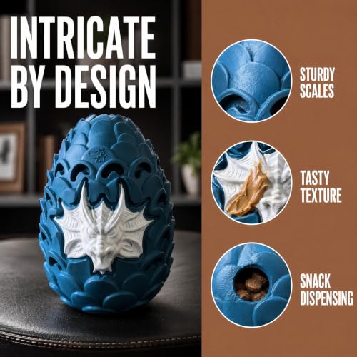 Dragon Egg Dog Chew Toys for Power Chewers - Toughest Indestructible | Treat Dispenser for Medium Large Aggressive Heavy Chewers, Durable Interactive Puzzle, Easy Clean - color: Large 5.3IN Blue
