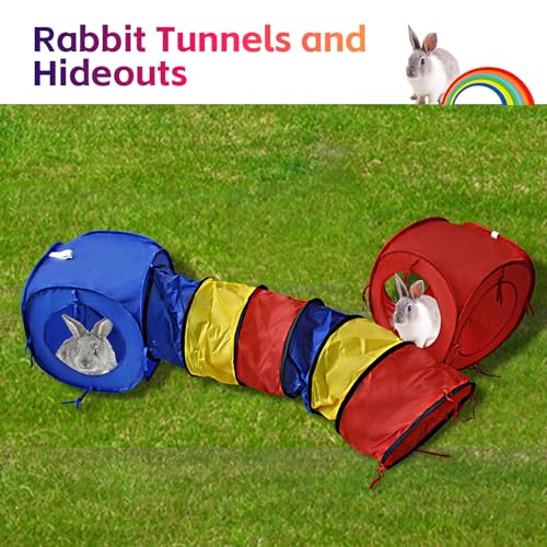 Large Rabbit Tunnel,Collapsible Bunny Tunnels Hideouts,Colorful Tubes for Rabbits XL Indoor Outdoor Small Animal Interactive Toys