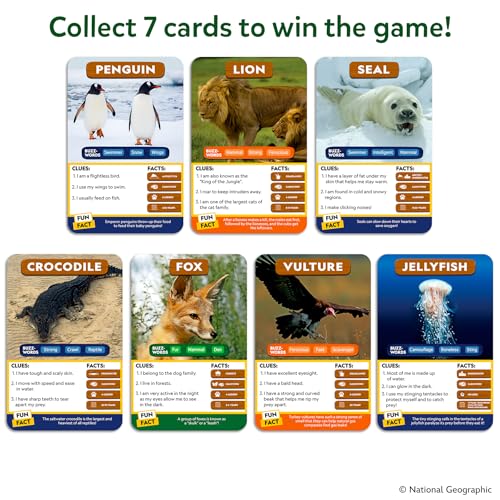 Skillmatics Guess in 10 Game – National Geographic Animals, Gift for Kids | Educational Cards, Family Trivia Game, Travel Toy & STEM Board Game, Screen-Free Fun, Boys & Girls Ages 6, 7, 8, 9 and Up - style: 2. National Geographic