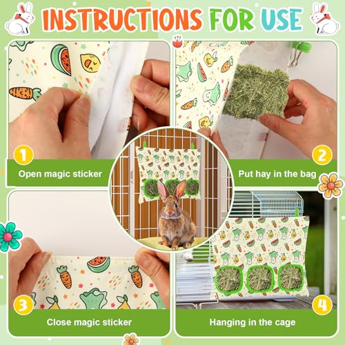 UPINS 2 Pack Guinea Pig Hay Feeder Bag,Bunny Rabbit Cage Bag Hanging Holder | Guinea Pig Cage Feeder,for Bunny Rabbits,Chinchillas,Hamsters,Small Pets,and Animals - color: Red Green, size: 34 x 28 cm