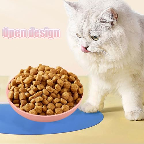 Cat Food Bowl Set Shallow Plastic Whisker Free Flat Wet Food Dishes | Flat shallow plastic cat food bowls, whisker fatigue-free for wet food, suitable for cats dogs small animals - color: 4 pcs pink