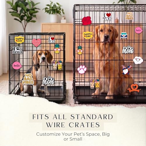 Nature & Quote Charms for Dog & Cat Crates, Snap-On Decor Kit | Snap-on rubber nature and quote charms for dog and cat wire crates. Add decorative designs for pet parties and crate decor.