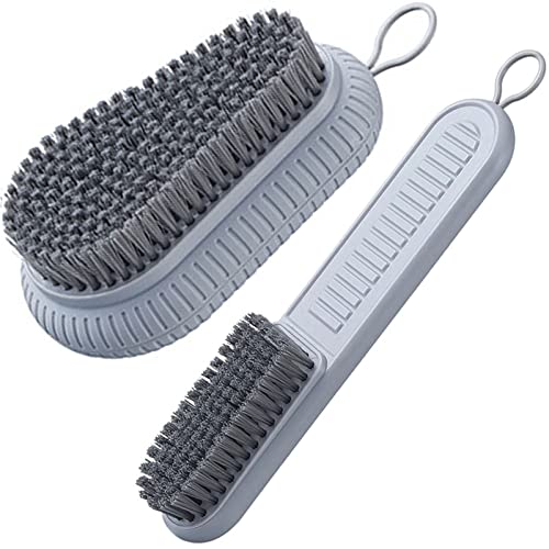 Cleaning Brush Soft Bristle Brush Laundry Scrub Brush Clothes & Shoes Brush | 2 Pack Scrubbing Brush Easy to Grip Household Cleaning Brushes Tool for Countertops Bathtubs - color: Gray