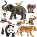 8Pcs Solid Safari Animals Figures Zoo Animals Toys for Kids 3-5 | Plastic Jungle Animals Figurines, Elephant, Panda, Tiger, Macaw, Parrot, Snake, Orangutan, Monkey - style: 8Pcs Zoo Animals