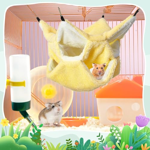 Jerify 6 Pcs Small Animals Hammock 3 Layers Hanging Pet Cage,6 Colors | Cozy Hideaway for Rat Guinea Pig Ferret Chinchilla, Soft Plush Lining Provides Warmth, Easy Install with Metal Hooks - color: 6 Colors
