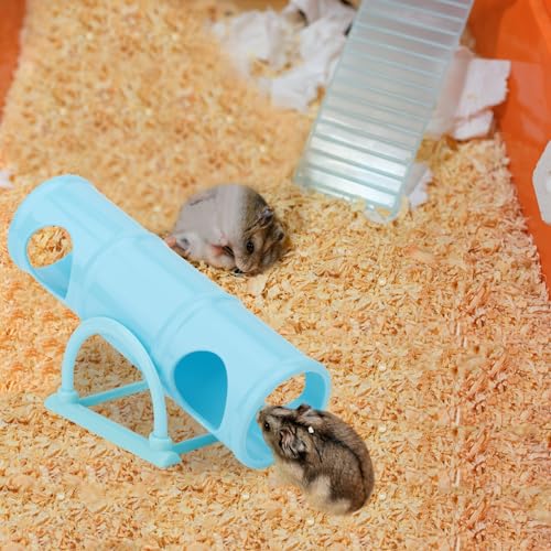 Hypeety Hamster Plastic Seesaw Tunnel Toy Mouse Hollow Tunnel Tube Toy | 2-in-1 tunnel and seesaw, funny exercise gym playground for dwarf hamsters/gerbils/mice/small pets, promotes exercise, blue - color: Blue