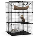 Tangkula Cat Cages Indoor, 3-Tier Cat Enclosure with Skylight, Extra Large Hammock, 2 Ladders, Detachable Metal Wire Kennel with 3 Lockable Doors, DIY Cat Crate & Pet Playpen Catio for 1-3 Cats Kitten - size: 29.0"L x 29.0"W x 42.0"H