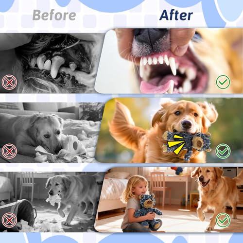 MAXBECK Dog Companion for Heavy Chewers- Indestructible Robust Bear Dog Toy, Resistant Squeaky Dog Toys for Heavy Chewers, Unbreakable Stuffed Plush Dog Toys for Aggressive Chewers (A-Navy) - color: A-Navy