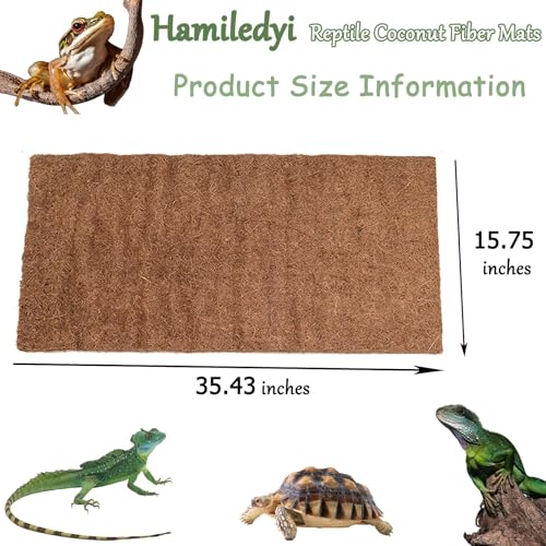 Hamiledyi Reptile Carpet Natural Coconut Fiber Tortoise Carpet Mats for Pet Terrarium Liner Reptile Supplies for Lizard Snake Chameleon Turtle Bedding Bunny Rabbit Mat (4 x Sheets) - size: 4 Packs/35.4 x 15.7 Inch