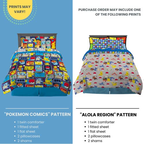 Pokémon Pikachu Full Size Bedding Set – Kids Bedding Super Soft Cozy Reversible Comforter and Sheet Set with Sham, 7 Piece Full Size, (Officially Licensed Product) by Franco - color: Pokemon, size: Full