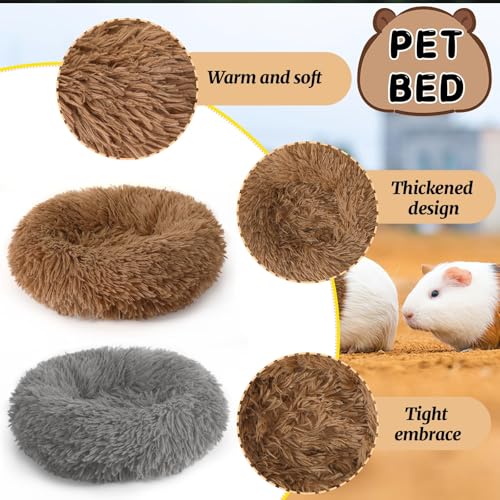 PETKNOWS 2-Pack Winter Guinea Pig Beds Hamster Bed Small Animal Hideout | Thickened Plush and PP Cotton Fabric, Guinea Pig and Hamster Bed, Keeping Warm and Safe, 30cm Size with Inner Cushion - color: Brown, Grey