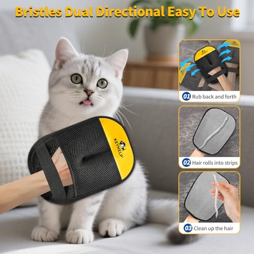 Pet Hair Removal Glove for Dog & Cat, Reusable Electrostatic Pet Hair Glove | Pet Hair Remover Tool for Clothing, Couch, bed, Carpet, Car Seat, Quickly & Easily Pet Hair Remover Glove - color: BlackYellow