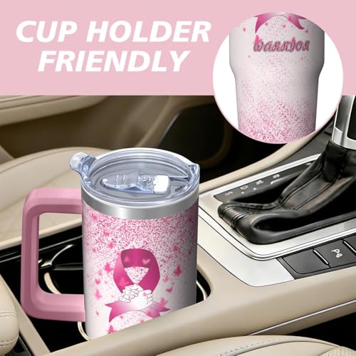 30oz Breast Cancer Awareness Stainless Steel Tumbler with Handle and Straw,Pink Ribbon Mug Cup Water Bottle with Lid and Straw, Patients Survivor Women Gifts - color: Cancer1