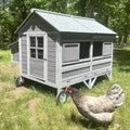 Chicken Coop Super Large Mobile Hen House with Wheels,Strong Iron Frame Outdoor Poultry Cage with Nesting Box,Duck Coop,Rabbit Cage Waterproof - size: Grey 68.1"L x 53.9"W x 49"H