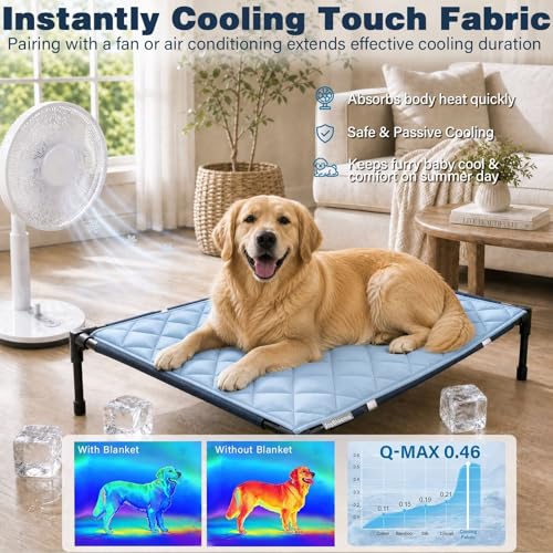JoyBlooms Cooling Mat for Dogs 2Pack Cooling Pad for Dogs Pad Crate Pad with Elastic Strap,Q-Max 0.46 Cool Anti-Slip Breathable Thin Lightweight Portable Washable Kennel Mats Blue 41" x 28" (XL-Crate) - color: Blue, size: 41" x 28" (XL-Crate)