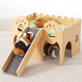 Guinea Pig Castle Extra Large, Sturdy Wooden Hideout House Ventilated Multi-Entry Small Animal Habitat, Easy to Assemble for Guinea Pigs, Bunnies, Hamsters, and Chinchillas