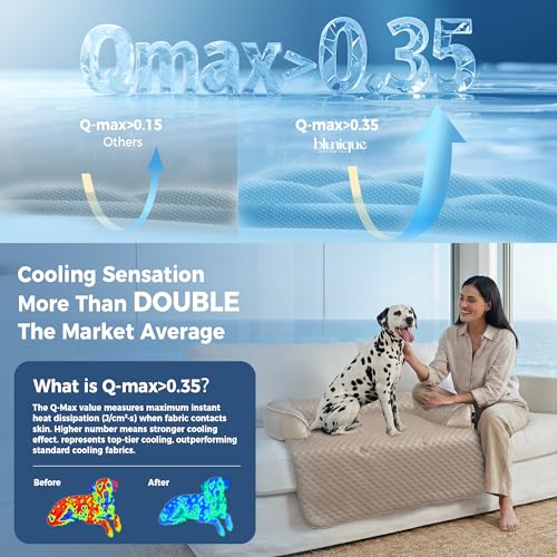Medium Cooling Dog Bed Mat - 35 x 31 inch Waterproof Couch Cover for Dogs Washable, Non-Slip Bottom Self Cooling Mat for Dogs, Durable & Non-Gel, Dog Couch Bed for Sofa Floor Car, Taupe - color: Taupe, size: 35"L x 31"W x 4.5"Th