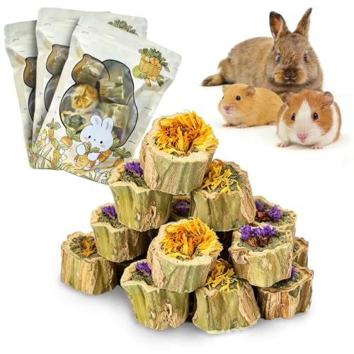 BNOSDM Hamster Chew Treats Chinchilla Natural Petal Snacks Rabbit Papaya Toys for Teeth for Guinea Pigs Syrian Dwarf Hamsters Gerbils Mice, (10.58oz/300g),3×1PCS - color: Natural Petal - 3 Pack