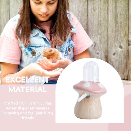 60ml Hamster Water Bottle with Ceramic Stand, Leak-Proof Small Animal Drinking Dispenser for Cage, Guinea Pigs, Rabbits & Pet Mice (Pink)