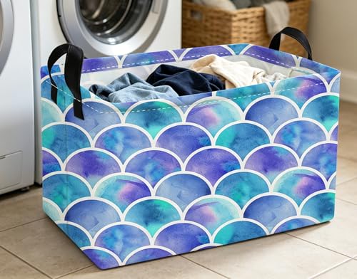 Essme Rectangular Girl Basket,Kids Storage Bins Organizer with Handles for Girls Room Decor, Gift Basket,Shelf Basket.(Bule) - color: Bule