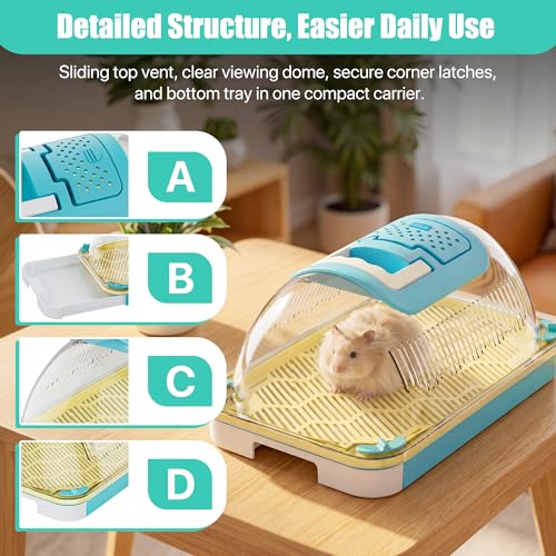 Small Animal Carrier & Insect Carrier with Clear View Lid | Ventilated Habitat Box & Removable Tray for Hamsters, Lizards, Hermit Crabs, Insects, Butterfly Habitat Observation - color: BLUE