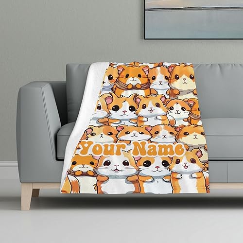 Custom Hamster Blanket for Kids Teens Adults Gifts, 80” x 60” | Soft Flannel, Lightweight but warm, Machine washable, HD print, Wrinkle & shrink resistant, Anti-pilling, Suitable all ages - color: Hamster Blanket 1 Custom, size: Twin(60"x80")