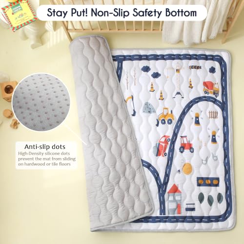 Viviland Baby Mats for Floor, 50x50 Inch Playpen Mat, Thick Playmat for Baby and Toddlers Infants, Non-Slip & Machine Washable, Truck Map - color: Truck Map, size: 50" X 50"