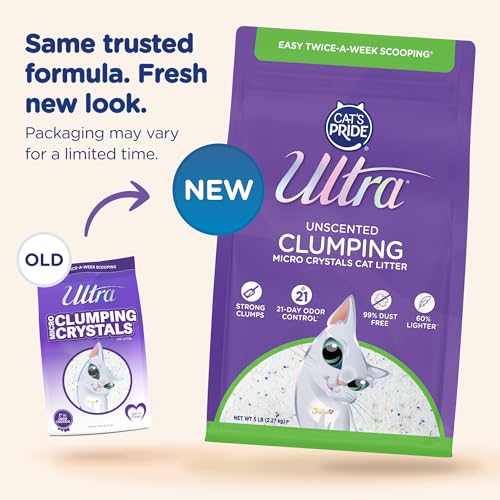 Ultra by Cat's Pride Clumping Micro Crystals Litter, Fragrance Free, 5lb - size: 5 Pound