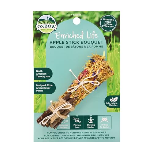 Oxbow Apple Stick Bouquet, Rabbit & Guinea Pig Toys, Bunny Enrichment Toys | Rabbit Chew Toys, Guinea Pig Enrichment, Guinea Pig Chew Toys, Rabbit Enrichment, Natural Materials, Small Pet Accessories