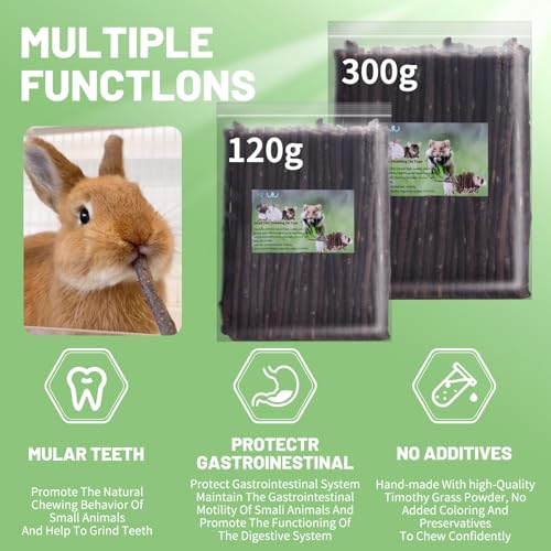 Natural Apple Wood Chew Sticks, Untreated Small Pet Chew Toys for Boredom Relief & Teeth Grinding, Suitable for Rabbits, Hamsters, Guinea Pigs & Chinchillas (120g) - size: 4.23 Ounce (Pack of 1)