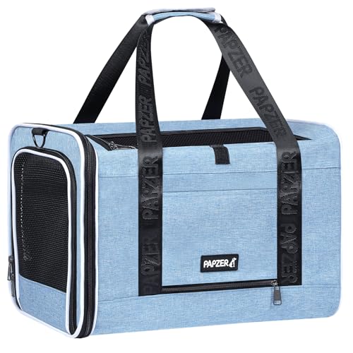 Cat Carrier for Travel, Soft-Sided, Top Loading, Privacy Curtain, to 20 lbs | Medium Pet Carry Bag Anxious Cat, Vet Visits Car Transport, Luggage Sleeve Suitcase Attachable Small Puppy Crate Kennel Blue - color: Blue