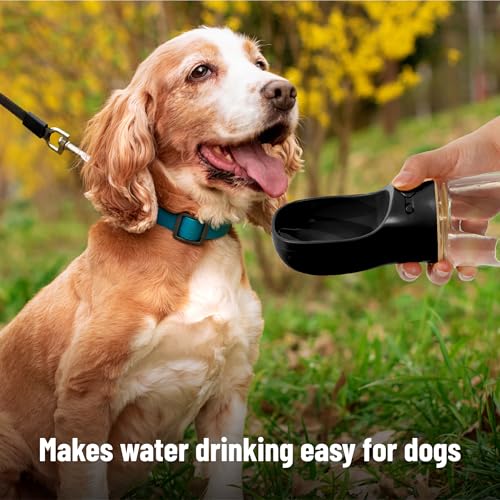 Mr. Pen- Portable Dog Water Bottle, 19 oz, Large | Leak Proof Puppy Water Dispenser with Drinking Feeder for Pets, Outdoor Walking, Hiking, Travel, Not Dishwasher Safe - color: Black
