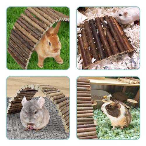 Tfwadmx Wooden Hamster Bridge, Extra Large Small Animal Bendy Bridge Tunnel Hut Hideout Ladder Hideaway Climbing Chew Toy for Gerbil Guinea Pig Chinchilla Rabbit Ferret Hedgehog Rat Gerbil