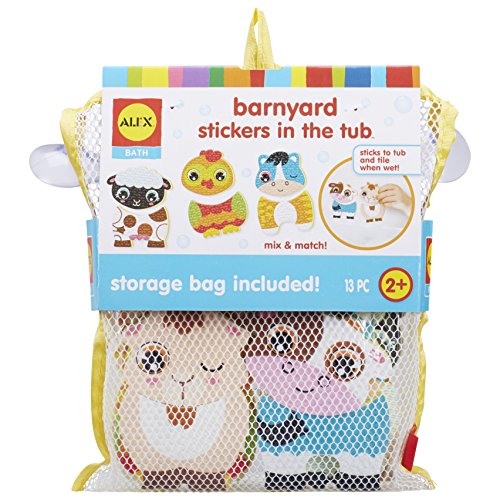 Alex Toys Farm Animal Bath Toys - Barnyard Bathtub Stickers for Toddlers 1-3, 12-Piece Foam Bath Stickers for Kids, Mix and Match Farm Animals, Mesh Bag - style: BARNYARD