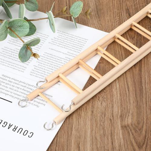 2 Pack Bird Ladder, Wooden Bird Cage Ladder Birds Cage Accessories for Parakeets, Parrots, Cockatoo & Lovebirds (6 Step & 8 Step)