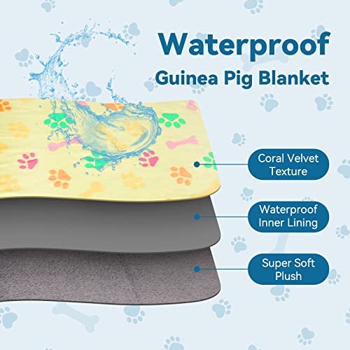 YUEPET 3 Pack Waterproof Guinea Pig Blankets, Fleece Cage Liners, L | Guinea Pig Fleece Cage Liners, Waterproof Backing, Machine Washable, Soft Fleece Surface, 48 x 24 in - color: Blue+yellow+black, size: L-48"×24"