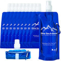 Elite Screens Collapsible Water Bottles - 10-Pack, 16.9 oz, Blue - Foldable & Reusable Water Bottle with Carabiner Strap for Hiking, Camping & Cycling - Long Flight Must-Haves & Theme Park Essentials